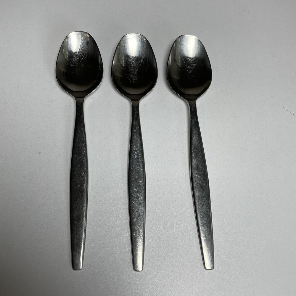 3 Gense FOCUS Flatware SOUP SPOONS 6 7/8" Sweden MCM 18-8 Stainless